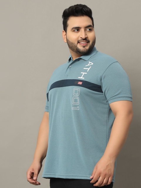 OGEN Men Plus Size Typography Printed Polo Collar T-shirt - Image 3