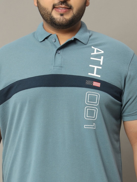 OGEN Men Plus Size Typography Printed Polo Collar T-shirt - Image 2