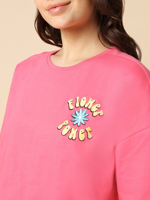 Allen Solly Woman Typography Printed Round Neck T-shirt - Image 2