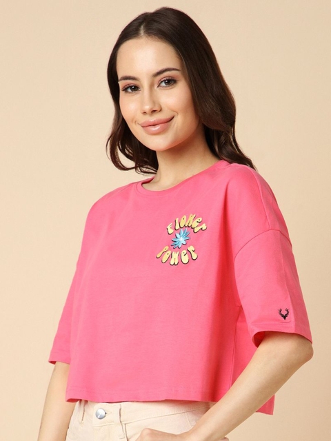 Allen Solly Woman Typography Printed Round Neck T-shirt - Image 3