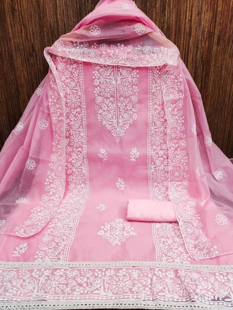 Peachmode Floral Embroidered Unstitched Dress Material