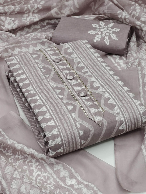 Peachmode Geometric Printed Gotta Patti Pure Cotton Unstitched Dress Material