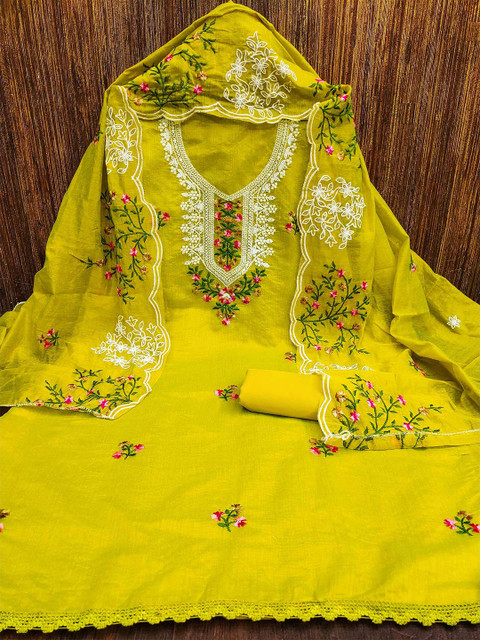 Peachmode Floral Embroidered Unstitched Dress Material