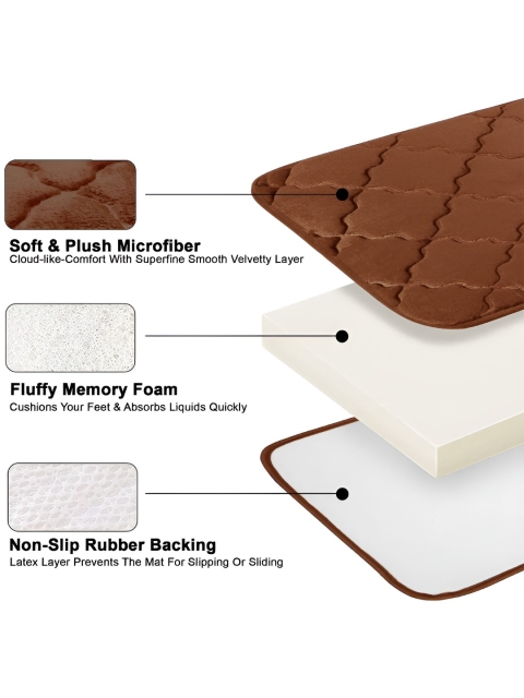 Story@home Brown Textured Microfiber Anti Skid 210 GSM Bath Mat - Image 4