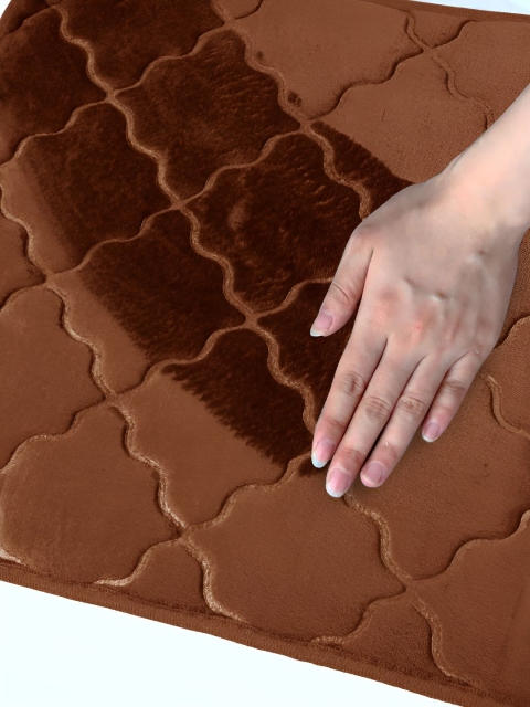 Story@home Brown Textured Microfiber Anti Skid 210 GSM Bath Mat - Image 5