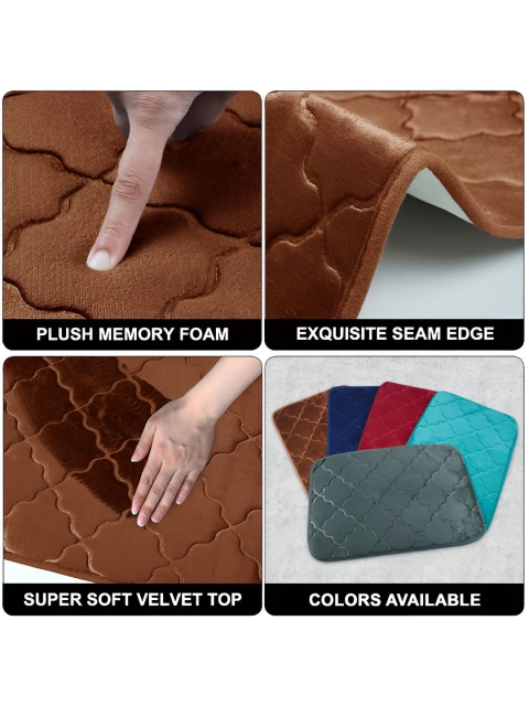 Story@home Brown Textured Microfiber Anti Skid 210 GSM Bath Mat - Image 6