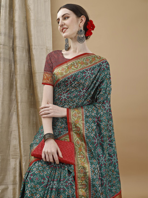 JUST FASHION Woven Design Zari Patola Saree - Image 5