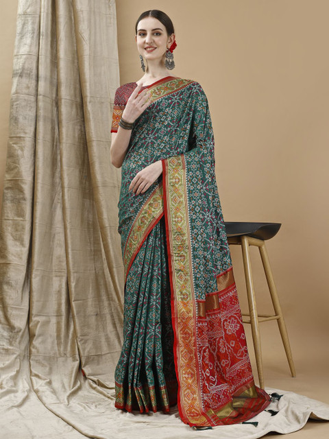 JUST FASHION Woven Design Zari Patola Saree