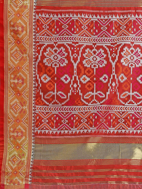 JUST FASHION Woven Design Zari Patola Saree - Image 6