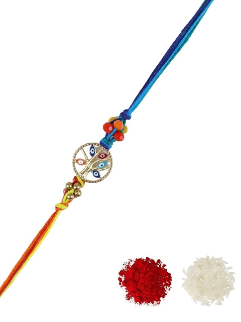 Asthetika Evil Eye Petals Rakhi with Roli Chawal - Image 3