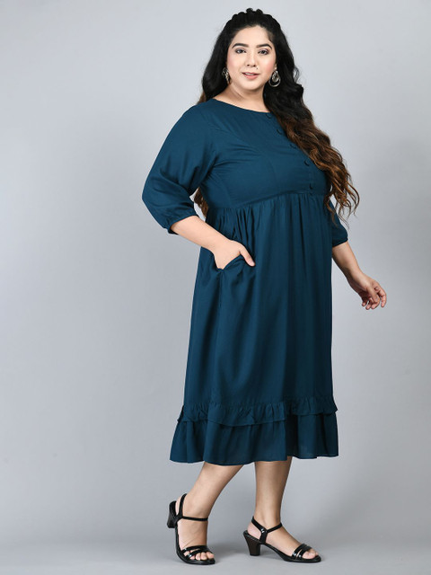 DesiNoor.com Women Plus Size Empire Midi Dress - Image 3