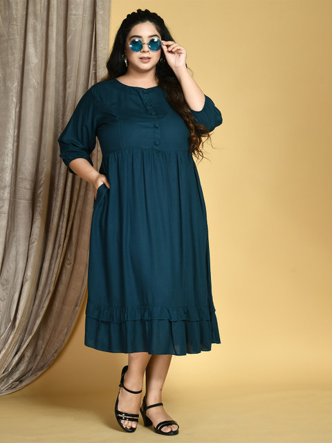 DesiNoor.com Women Plus Size Empire Midi Dress - Image 6