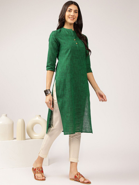 Anouk X fwd Mandarin Collar Cotton Straight Kurta - Image 3
