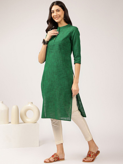 Anouk X fwd Mandarin Collar Cotton Straight Kurta - Image 4