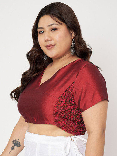 studio rasa Plus Size V-Neck Stretchable Saree Blouse - Image 3