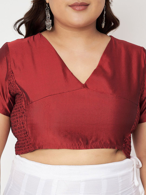 studio rasa Plus Size V-Neck Stretchable Saree Blouse - Image 6