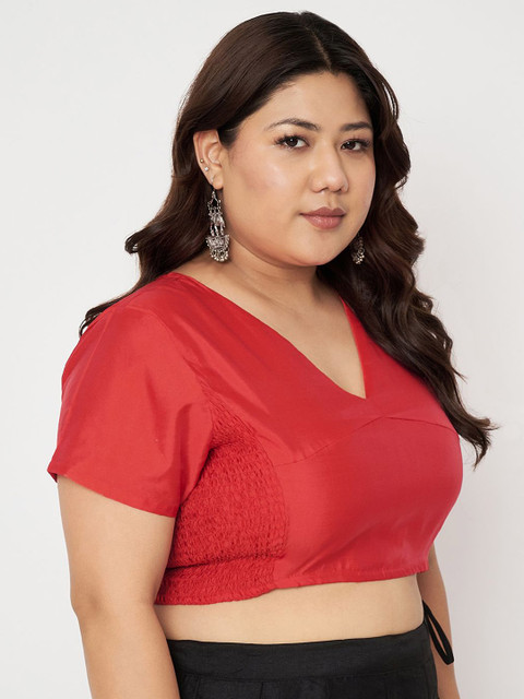 studio rasa Plus Size V-Neck Stretchable Saree Blouse - Image 2