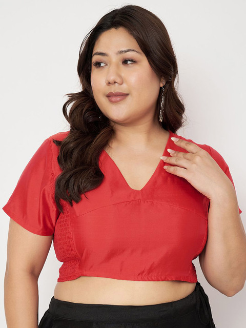 studio rasa Plus Size V-Neck Stretchable Saree Blouse