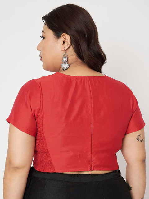 studio rasa Plus Size V-Neck Stretchable Saree Blouse - Image 4