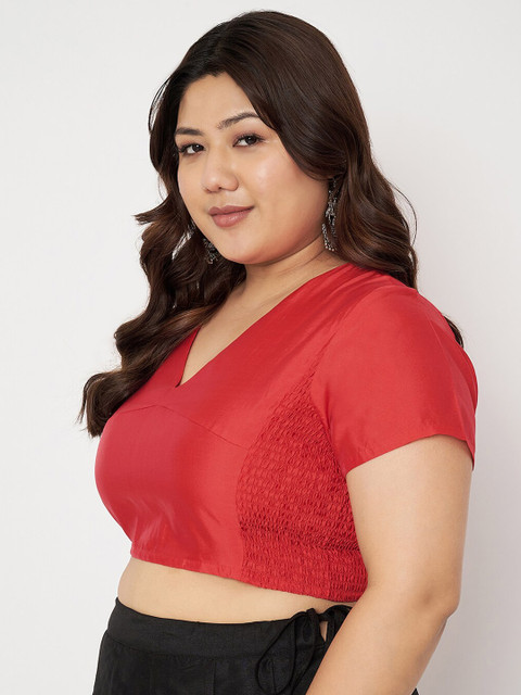 studio rasa Plus Size V-Neck Stretchable Saree Blouse - Image 3