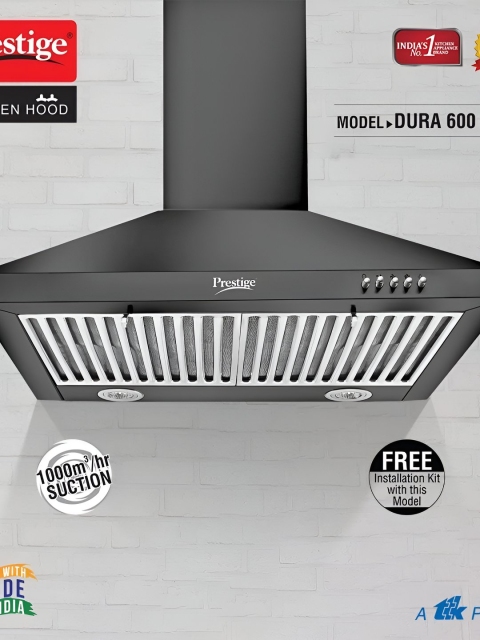 Prestige Black Stainless Steel Baffle Filter Kitchen Hood Chinmey - Image 2