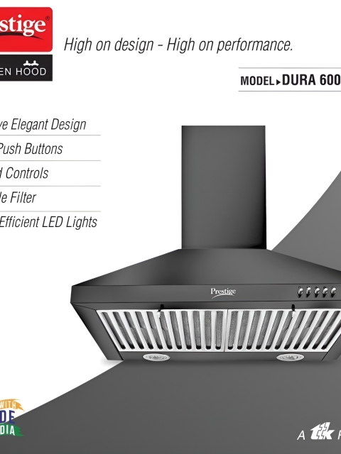 Prestige Black Stainless Steel Baffle Filter Kitchen Hood Chinmey - Image 3