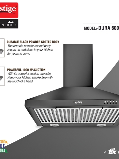 Prestige Black Stainless Steel Baffle Filter Kitchen Hood Chinmey - Image 5