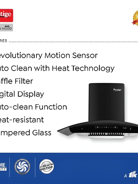 Prestige oscar 900 Baffle Filter & Powerful Suction Chimney- 1000m3/hr - Image 3