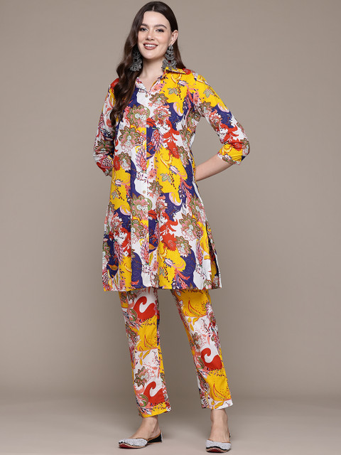 Readiprint Floral Printed Pure Cotton Tunic With Trousers