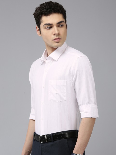 Arrow Pure Cotton Manhattan Slim Fit Striped Formal Shirt