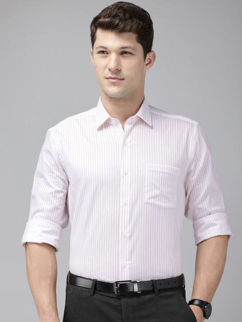 Arrow Manhattan Slim Fit Self Striped Pure Cotton Formal Shirt