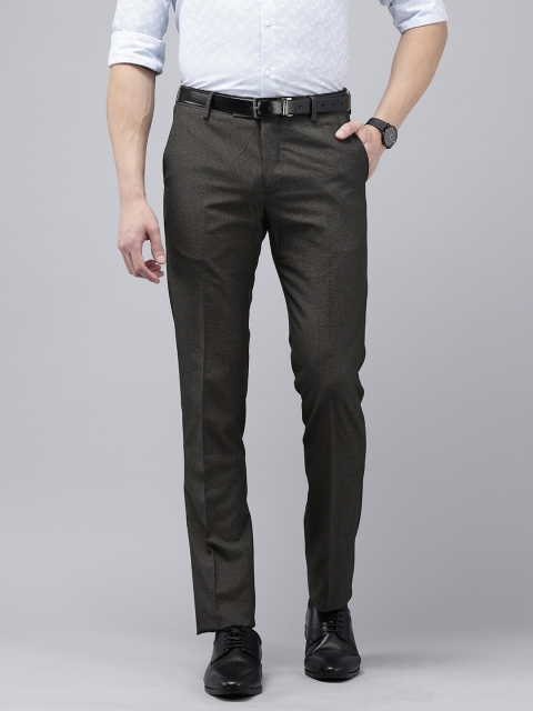 Arrow Men Original Tailored Fit Self Design Textured Formal Trousers