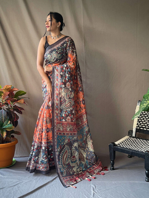 RV CREATION Kalamkari Tussar Saree