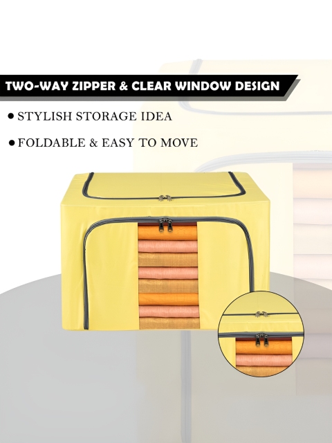 Kuber Industries Yellow 2 Pieces Foldable Clothes Storage Drawer Organiser - Image 3