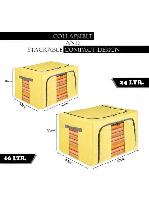 Kuber Industries Yellow 2 Pieces Foldable Clothes Storage Drawer Organiser - Image 4