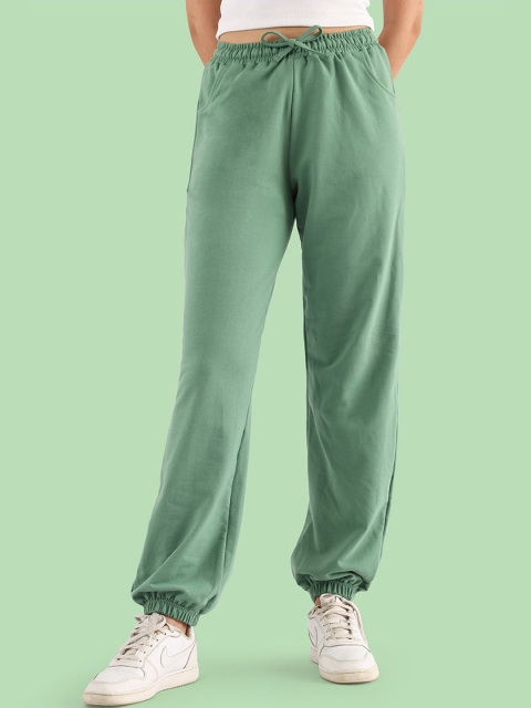 Nite Flite Women Pure Cotton Mid-Rise Joggers
