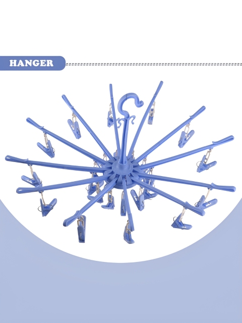 Kuber Industries Blue Folding Cloth Drying Hanger With 24 clips - Image 5