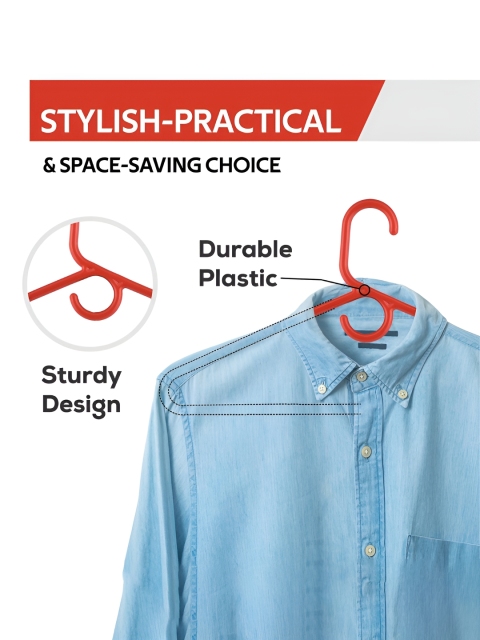 Kuber Industries Red & White 12Pieces American Style Multi Purpose Hangers - Image 5