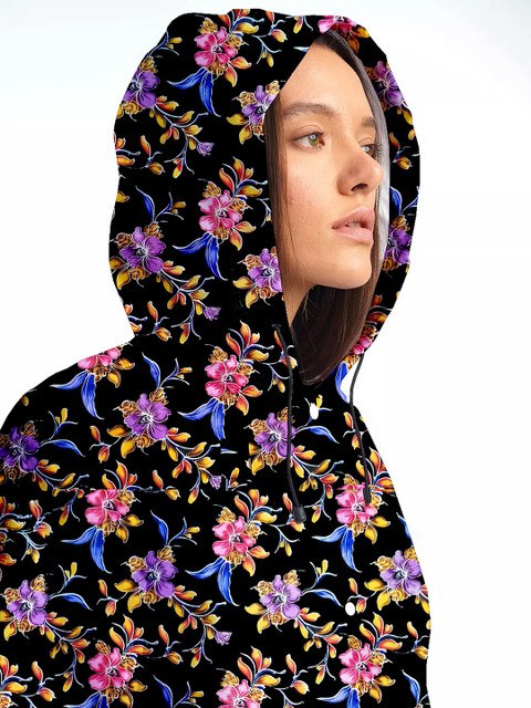 CAMISON Floral Printed Hooded Waterproof Rain Jacket - Image 2