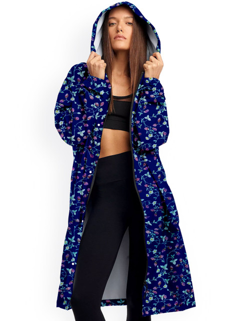 CAMISON Floral Printed Hooded Waterproof Reversible Raincoat - Image 6