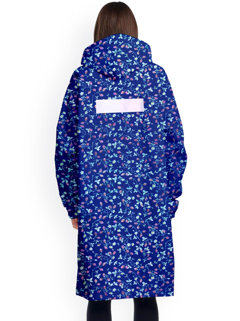 CAMISON Floral Printed Hooded Waterproof Reversible Raincoat - Image 4
