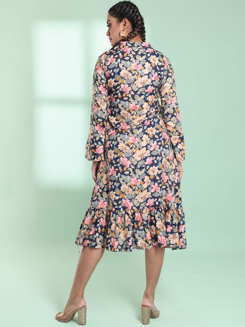 Charukriti Plus Size Floral Printed A-line Dress - Image 5