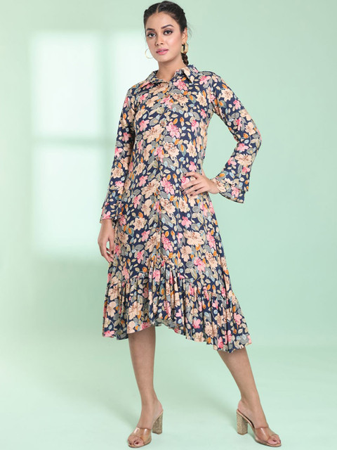 Charukriti Plus Size Floral Printed A-line Dress - Image 6