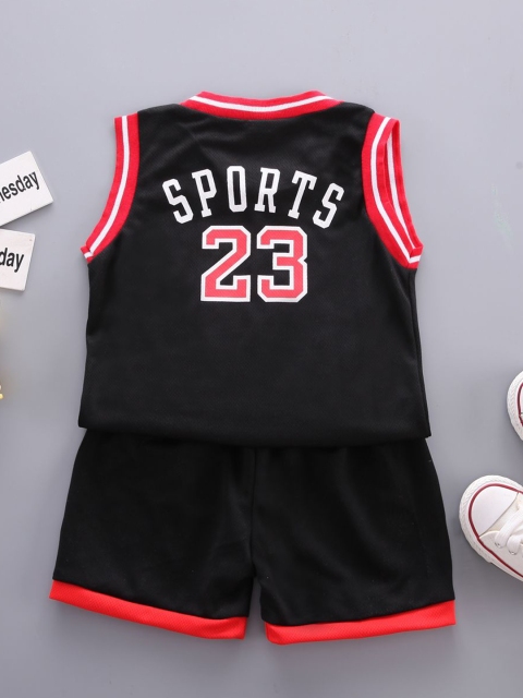 StyleCast x Revolte Boys Black & Red Printed Sleveless T-shirt with Shorts - Image 2