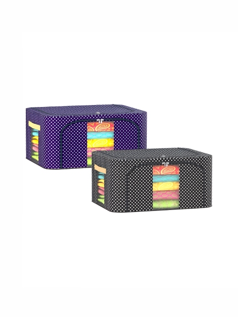 Kuber Industries Blue 2 Pieces Printed Cloth Storage Box Organisers