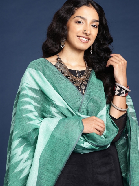Taavi Woven Design Pure Cotton Ikat Dupatta