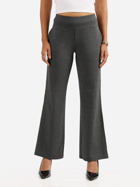 Blissclub Women Flared High-Rise Trousers