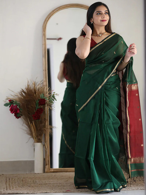 KALINI Ethnic Motifs Woven Design Zari Banarasi Saree
