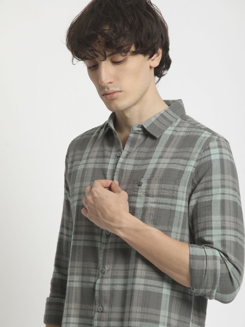 The Bear House Men Checked Pure Cotton Slim Fit Casual Shirt