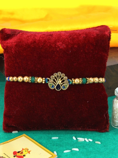 TIED RIBBONS Peacock Rakhi With Roli Chawal